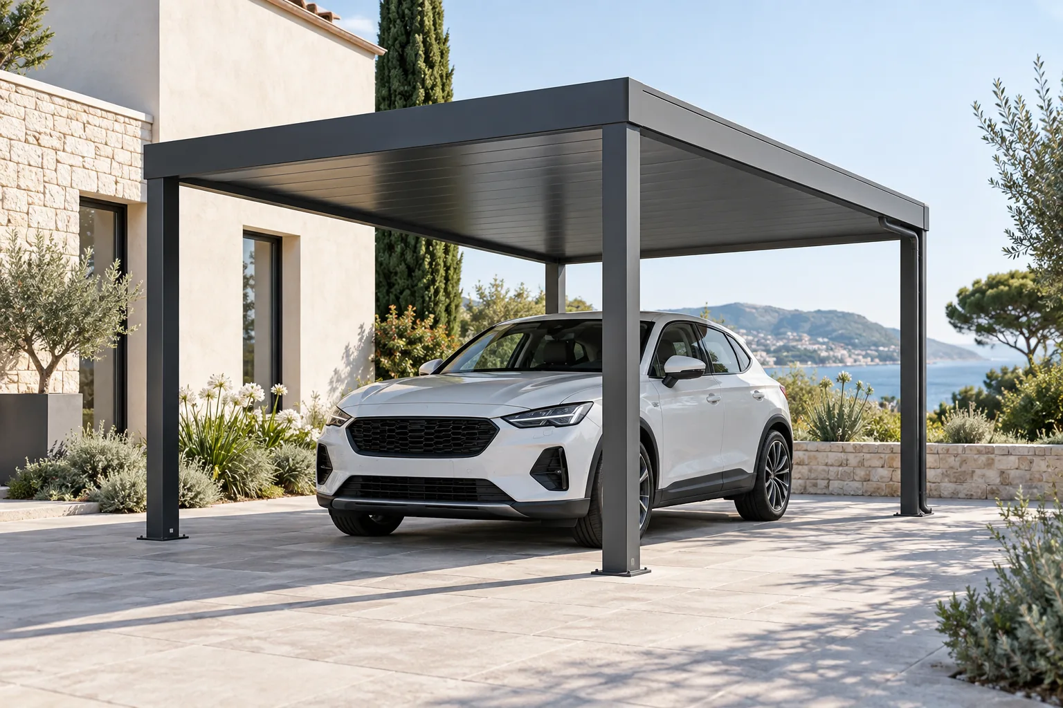 Carport aluminium thermolaqué 1 voiture